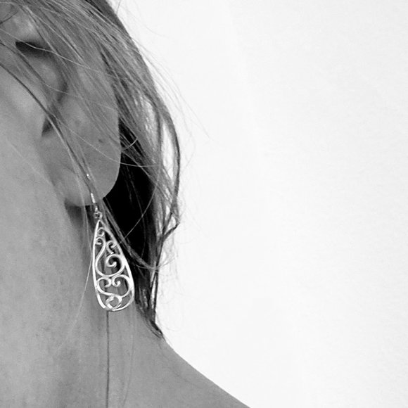 Elegant Drop Earrings Sterling Silver Dangle Dangling Teardrop Ladies Jewelry - Picture 6 of 11